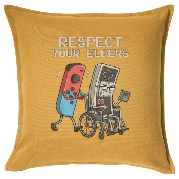 Respect your Elders, Sofa cushion YELLOW 50x50cm includes filling