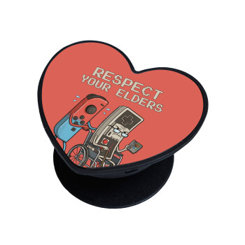 Respect your Elders, Phone Holders Stand  καρδιά Μαύρο Βάση Στήριξης Κινητού στο Χέρι