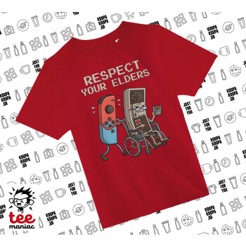 Respect your Elders, Άνετο παιδικό T-Shirt ΚΟΚΚΙΝΟ από 100% βαμβάκι, για κάθε μέρα. Vegan & OEKO-TEX πιστοποιημένο.