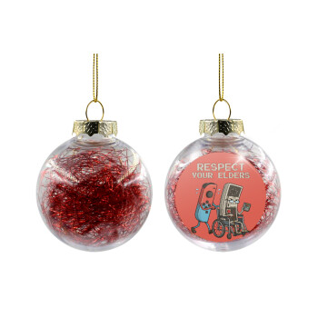 Respect your Elders, Transparent Christmas tree ball ornament with red filling 8cm