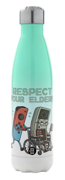 Respect your Elders — Metal mug thermos Green/White (Stainless steel), double wall, 500ml