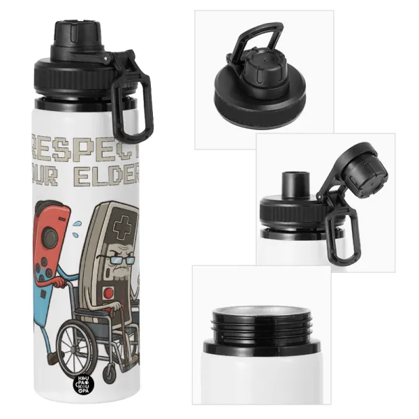 Respect your Elders — Metal water bottle with safety cap, aluminum 850ml