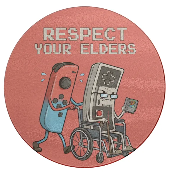 Respect your Elders — Round glass cutting board (30cm)