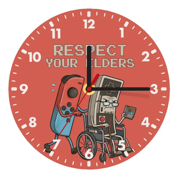 Respect your Elders — Wooden wall clock (20cm)