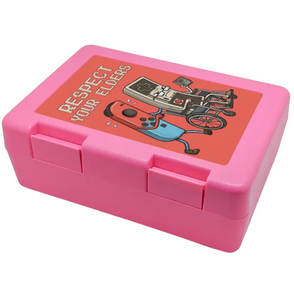 Respect your Elders — Children's cookie container PINK 185x128x65mm (BPA free plastic)