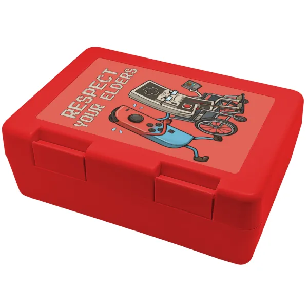 Respect your Elders — Children's cookie container RED 185x128x65mm (BPA free plastic)
