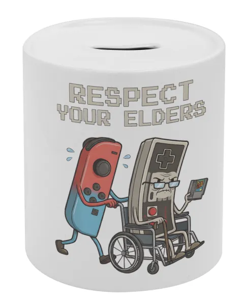 Respect your Elders — Porcelain money box with stopper
