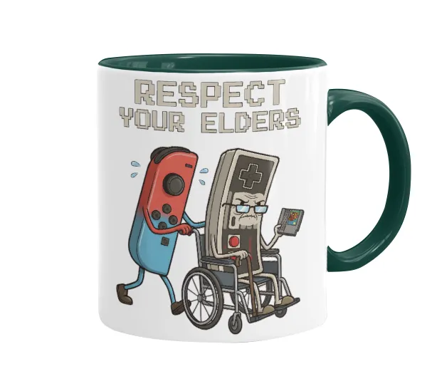 Respect your Elders — Κούπα χρωματιστή πράσινη, κεραμική, 330ml