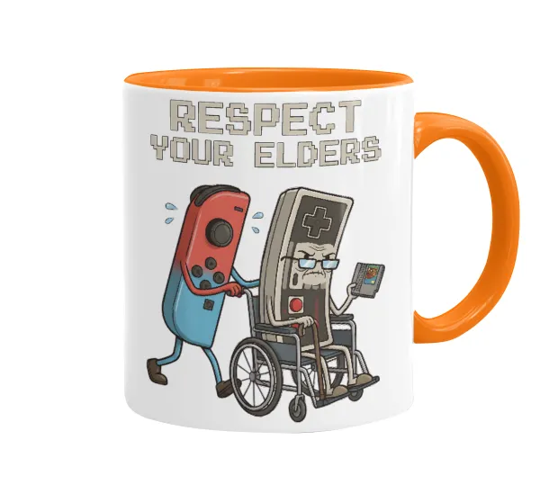 Respect your Elders — Κούπα χρωματιστή πορτοκαλί, κεραμική, 330ml