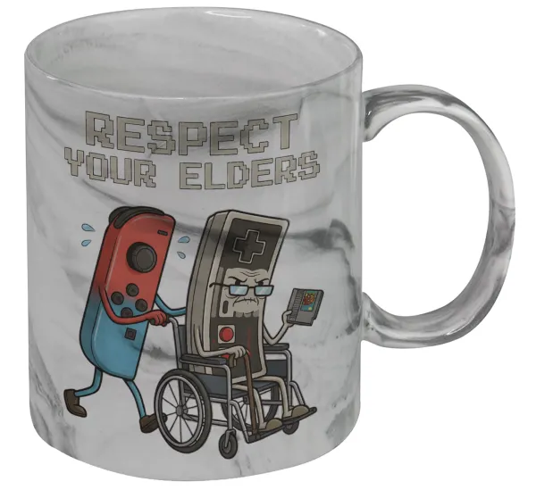 Respect your Elders — Κούπα κεραμική, marble style (μάρμαρο), 330ml