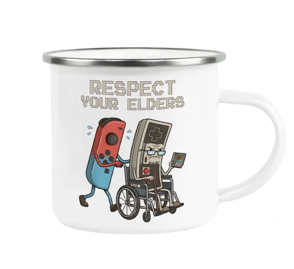 Respect your Elders — Metallic enamel cup white 360ml
