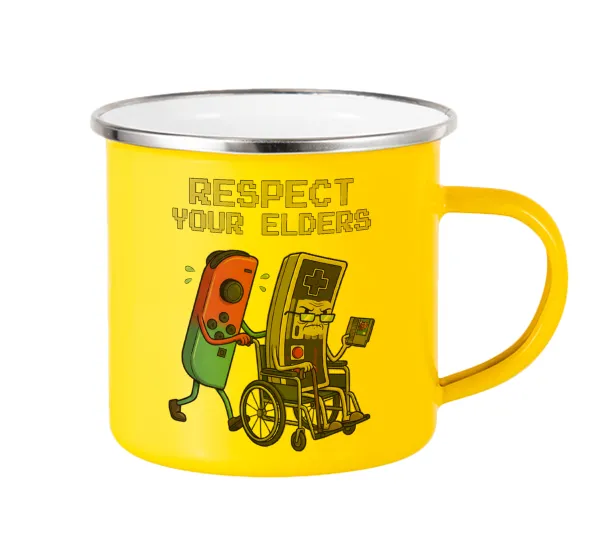 Respect your Elders — Yellow Enamel Metallic Cup 360ml