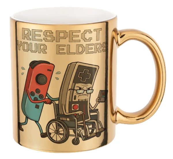 Respect your Elders — Mug ceramic, gold mirror, 330ml