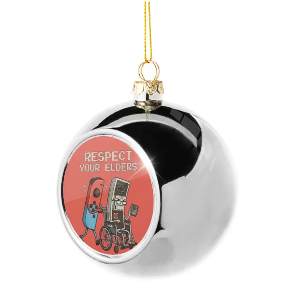 Respect your Elders — Silver 8cm Christmas tree ball ornament