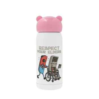 Respect your Elders, Pink stainless steel thermal flask, 320ml