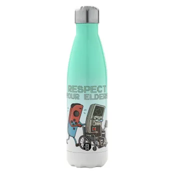 Respect your Elders, Metal mug thermos Green/White (Stainless steel), double wall, 500ml