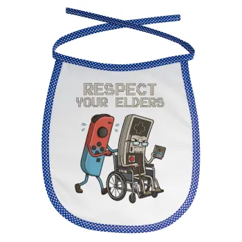 Respect your Elders, Σαλιάρα μωρού αλέκιαστη με κορδόνι Μπλε