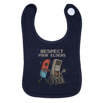Respect your Elders, Σαλιάρα με Σκρατς 100% Organic Cotton Μπλε (0-18 months)