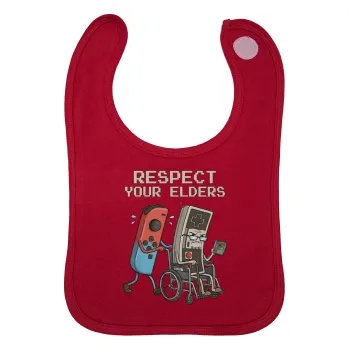 Respect your Elders, Σαλιάρα με Σκρατς Κόκκινη 100% Organic Cotton (0-18 months)