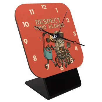 Respect your Elders, Quartz Table clock in natural wood (10cm)