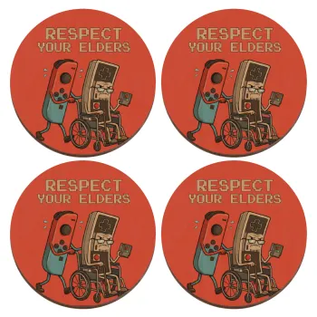 Respect your Elders, ΣΕΤ x4 Σουβέρ ξύλινα στρογγυλά plywood (9cm)