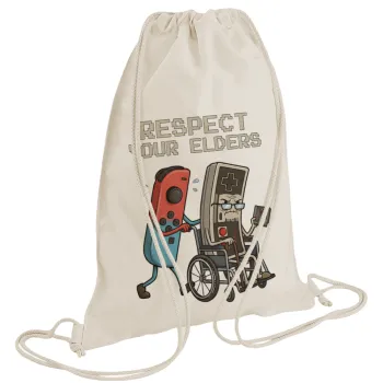 Respect your Elders, Τσάντα πλάτης πουγκί GYMBAG natural (28x40cm)