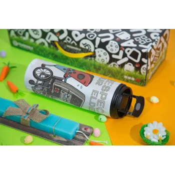 Respect your Elders, Πασχαλινή Λαμπάδα με Travel Tumbler θερμό με διπλό καπάκι (600ml, BPA free) & κερί αρωματικό πλακέ (30cm) (ΤΙΡΚΟΥΑΖ)