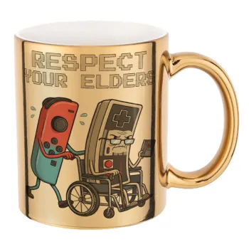 Respect your Elders, Κούπα κεραμική, χρυσή καθρέπτης, 330ml