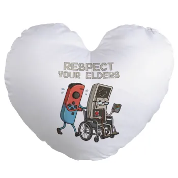 Respect your Elders, Μαξιλάρι καναπέ καρδιά 40x40cm περιέχεται το  γέμισμα