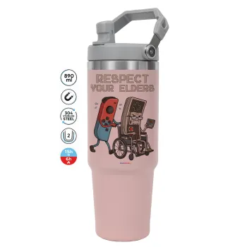 Respect your Elders, ΡΟΖ χρώματος Θερμός Ανοξείδωτο 890ml (30oz) με χερούλι