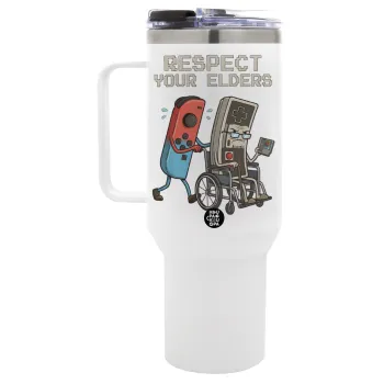 Respect your Elders, Mega Tumbler με καπάκι, διπλού τοιχώματος (θερμό) 1,2L