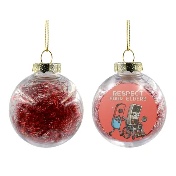 Respect your Elders, Transparent Christmas tree ball ornament with red filling 8cm