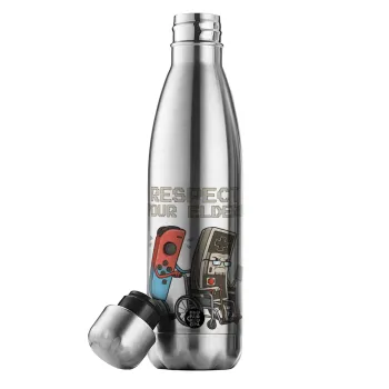 Respect your Elders, Μεταλλικό παγούρι θερμός Inox (Stainless steel), διπλού τοιχώματος, 500ml