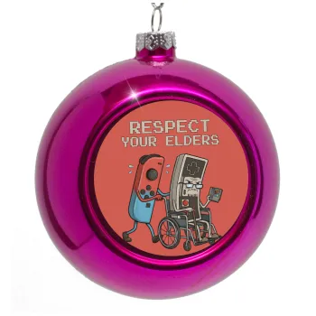 Respect your Elders, Στολίδι Χριστουγεννιάτικη μπάλα δένδρου Μωβ 8cm