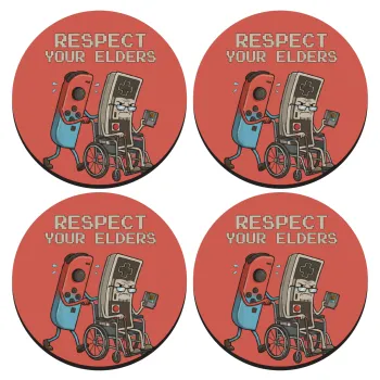 Respect your Elders, ΣΕΤ 4 Σουβέρ ξύλινα στρογγυλά (9cm)