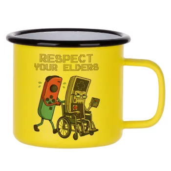 Respect your Elders, Κούπα Μεταλλική εμαγιέ ΜΑΤ Κίτρινη 360ml