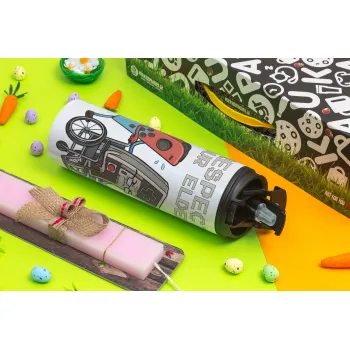 Respect your Elders, Πασχαλινή Λαμπάδα με Travel Tumbler θερμό με διπλό καπάκι (600ml, BPA free) & κερί αρωματικό πλακέ (30cm) (ΡΟΖ)