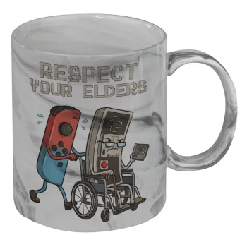 Respect your Elders, Κούπα κεραμική, marble style (μάρμαρο), 330ml