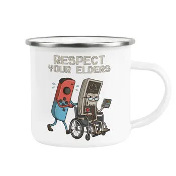 Respect your Elders, Κούπα Μεταλλική εμαγιέ λευκη 360ml