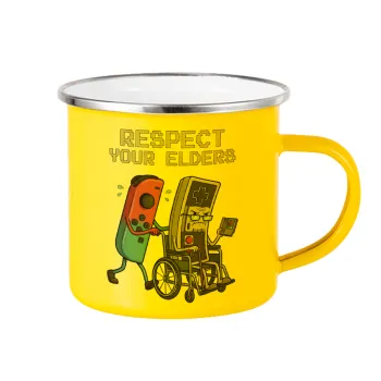 Respect your Elders, Κούπα Μεταλλική εμαγιέ Κίτρινη 360ml