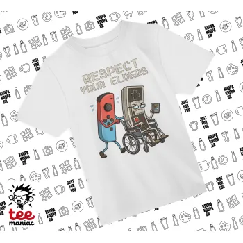 Respect your Elders, Άνετο παιδικό T-Shirt ΛΕΥΚΟ από 100% βαμβάκι, για κάθε μέρα. Vegan & OEKO-TEX πιστοποιημένο.
