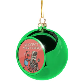 Respect your Elders, Green Christmas tree ornament ball 8cm