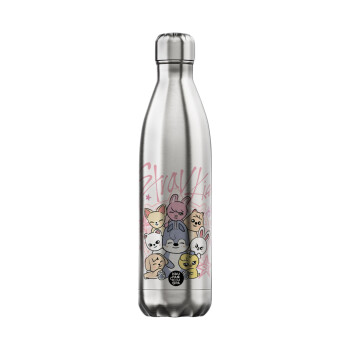 Stray Kids Pink, Μεταλλικό παγούρι θερμός Inox (Stainless steel), διπλού τοιχώματος, 750ml