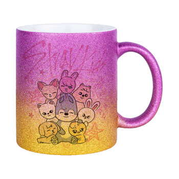 Stray Kids Pink, Κούπα Χρυσή/Ροζ Glitter, κεραμική, 330ml