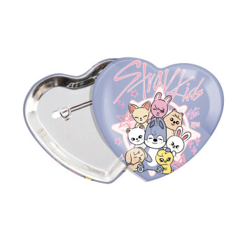 Stray Kids Pink, Κονκάρδα παραμάνα καρδιά (57x52mm)