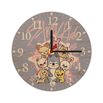 Stray Kids Pink, Ρολόι τοίχου ξύλινο plywood (20cm)