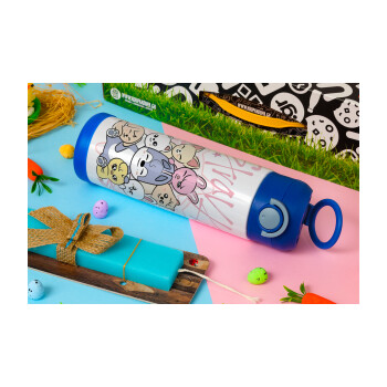 Stray Kids Pink, Easter candle, Childrens hot water bottle, stainless steel, with safety straw, BLUE (500ml)