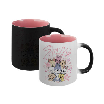 Stray Kids Pink, Κούπα Μαγική εσωτερικό ΡΟΖ, κεραμική 330ml που αλλάζει χρώμα με το ζεστό ρόφημα