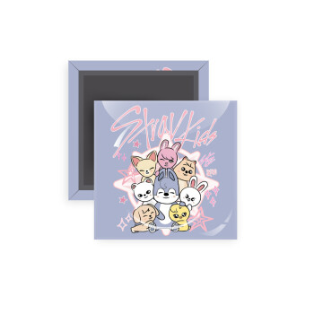 Stray Kids Pink, Μαγνητάκι ψυγείου τετράγωνο διάστασης 5x5cm