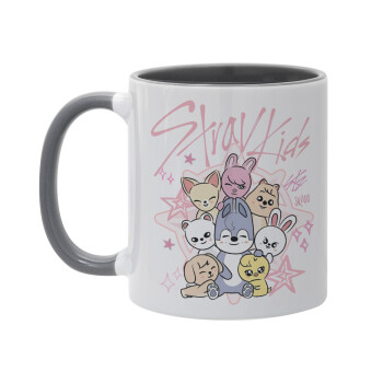 Stray Kids Pink, Κούπα χρωματιστή γκρι, κεραμική, 330ml